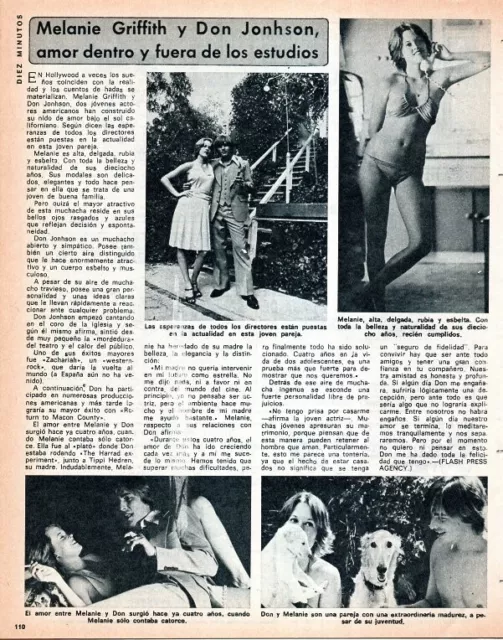 DON JOHNSON & MELANIE GRIFFITH =   1 PAGE 1976 Spanish CLIPPING
