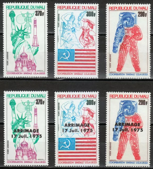 Mali 1975 MNH Sc  C247-C249, C264-C266 Mi 487-489,510-512 Apollo Soyuz. Space **