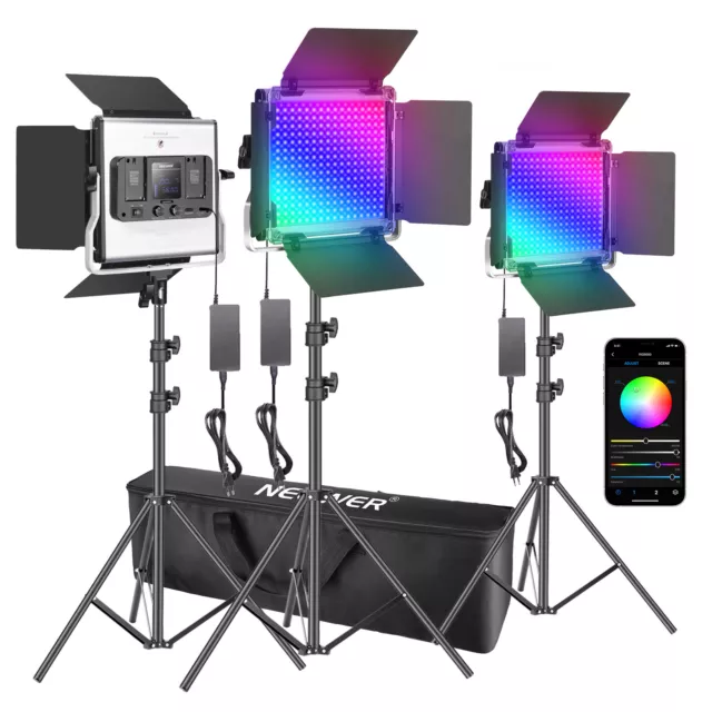 Neewer 3er Pack 660 RGB LED Licht mit APP Steuerung Fotografie Videolicht Set