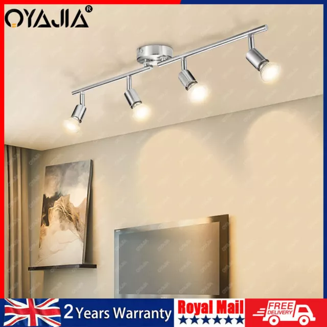 4 Way Ceiling Spotlight Adjustable Kitchen Bar Spot Light LED GU10 Bulbs Lamp