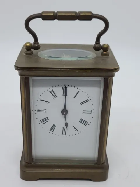 Antique 19th C. French Victorian Brass & Beveled Glass Carriage Clock FRANCE