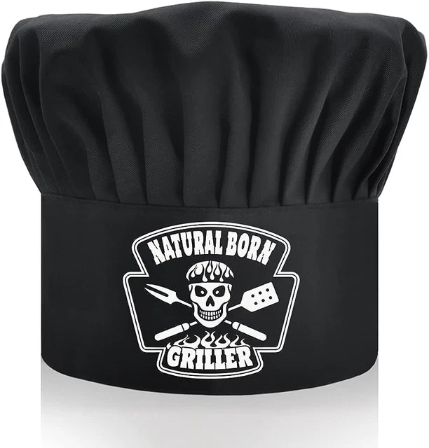 DYJYBMY Funny Chef Hat for Men, Natural Born Griller, Adult Adjustable Kitchen C