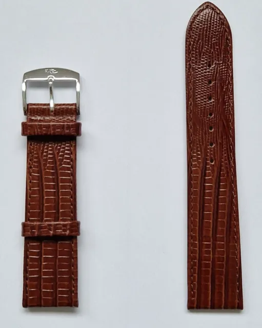 20mm ZRC Brown Teju Grain Leather Watch Strap Gold/Silver Coloured Buckle