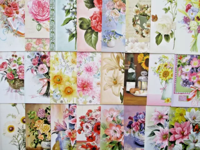 24 x A6 Hunkydory Little Book of Floral Favourites Craft Papers / toppers