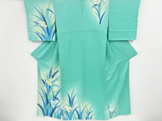 80835# Japanese Kimono / Antique Kimono / Embroidery / Floral Plants