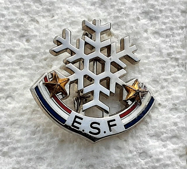 broche insigne badge ESF 2000 2 etoiles ecole de ski francaise neige sky DECAT
