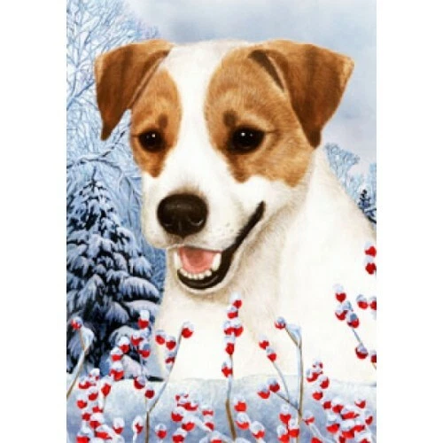 Winter House Flag - Jack Russell Terrier 15024