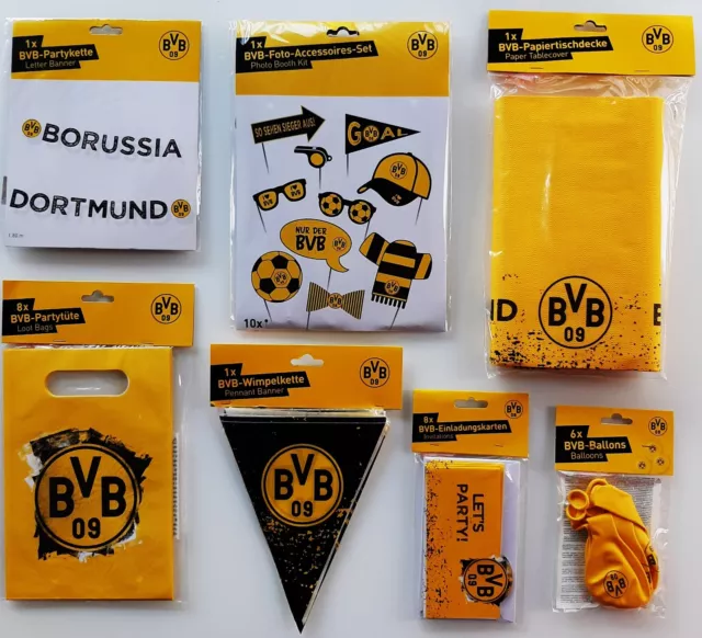BVB Party Geburtstag Deko Borussia Dortmund Karten Girlande Luftballons etc.