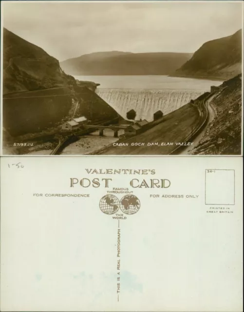 Caban Goch Dam Elan Valley 57193 Valentines Real Photo RP