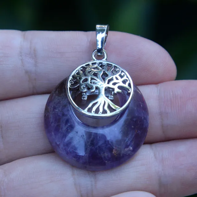 Natural Stone Lucky Coin Ring Tree of life Pendant Chakra Reiki Healing Energy