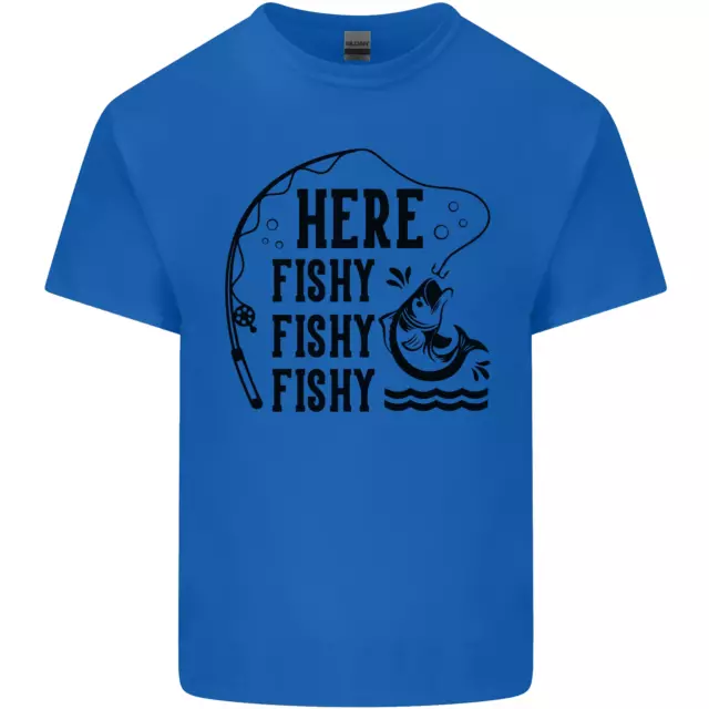 T-shirt da uomo Here Fishy Fishy Funny Fisherman cotone 2