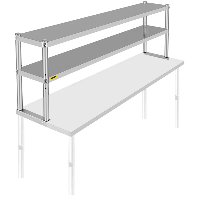 VEVOR Stainless Steel Commercial Wide Double Overshelf for Work Prep Table