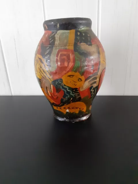 Vase Pot Terre Cuite Signé Flore