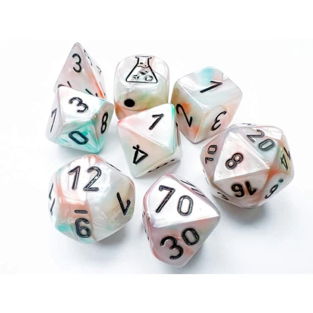 Sea Shell Lustrous Luminary Dice with Black Numbers 7+1 Dice Set 16m (US IMPORT)