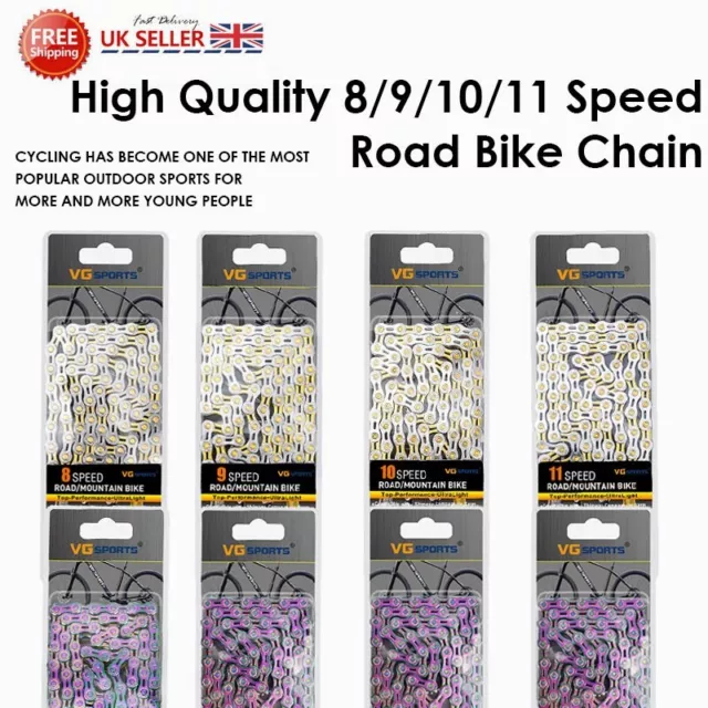 New MTB Bicycle 8/9/10/11 Speed Half Hollow Chain Mountain Bike Chain Cycling UK