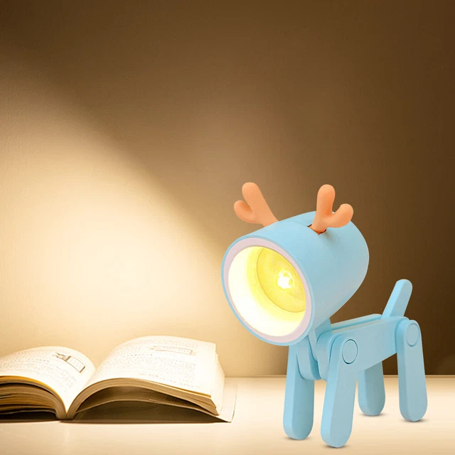 Animal Bedroom Lamp Adjustable Desktop Lamp for Room Decoration (Deer Blue) FS2#