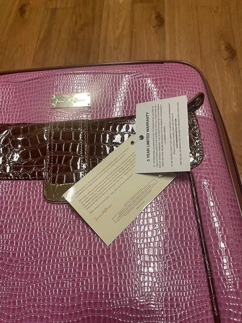 SAMANTHA BROWN classic CROC EMBOSSED 25" SPINNER WHEELED RADIANT ORCHID/CAMEL 11