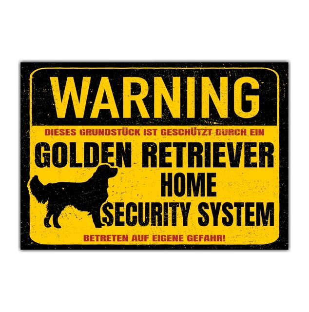 Collie-Warnschild – Langhaarcollie Security System, Aluverbund, 20x14 Cm, Wetterfest
