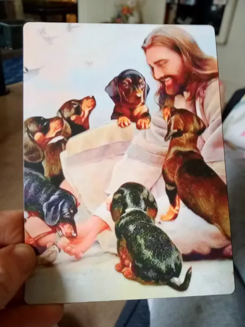 NEW Dachshunds with JESUS MAGNET 4" X 5" Doxie Hot Dog Locker Refrigerator