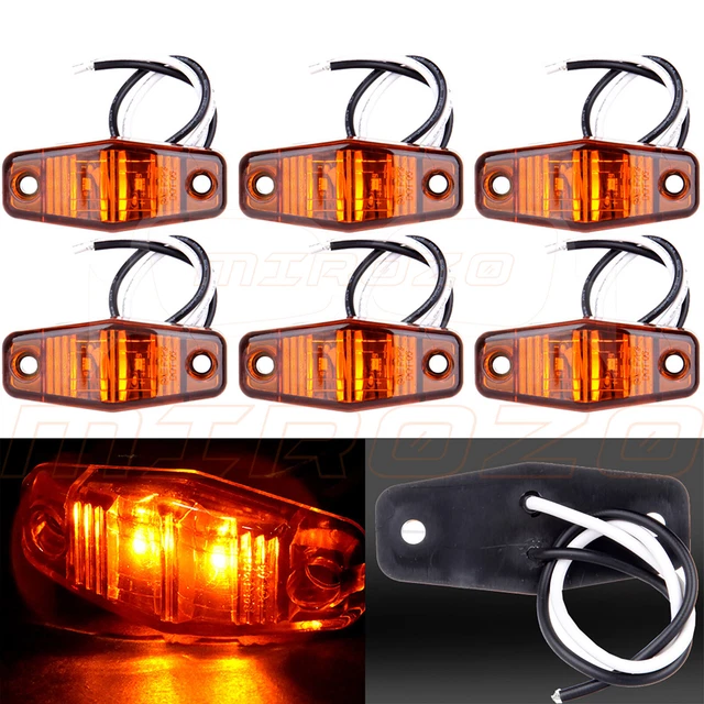 6x Amber 2.5" Trailer Side Marker Surface Mount Clearance Light 2 Diode LED Lamp