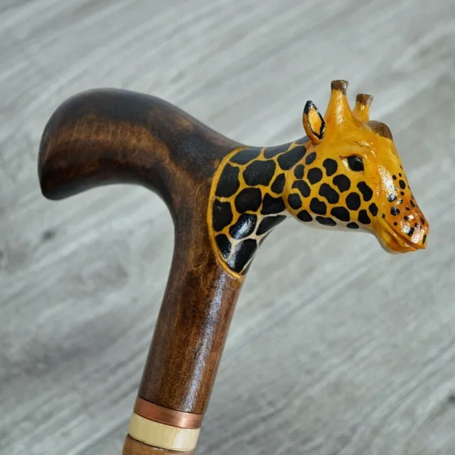 Bastone da passeggio in canna Legno intagliato a mano - Giraffa / Regno Unito