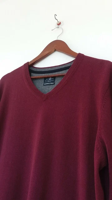 A.W.DUNMORE CASHMERE SILK v neck sweater 50 L bordeaux 17.00