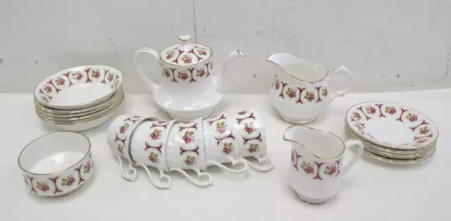 Tea Set x 19 Royal Sutherland Bone China Cups & Saucers Milk Jug Pot Sugar Bowl