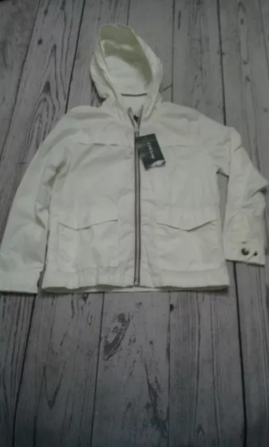 Zara Boy's white Windproof Hooded jacket. Size 7-8