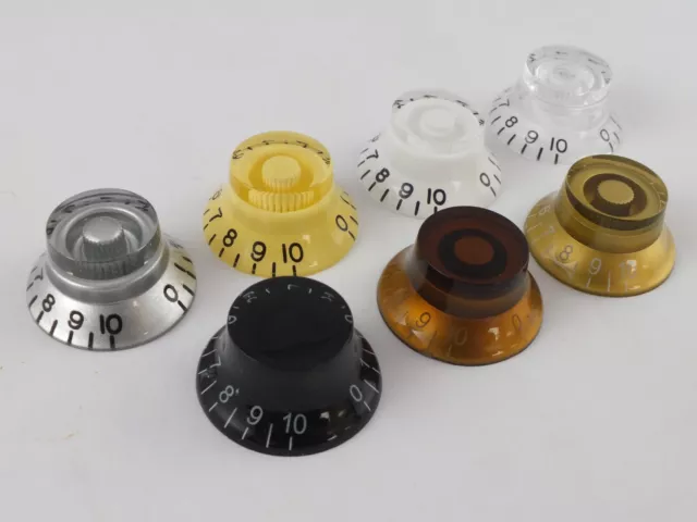 TOP HAT BELL KNOBS for Gibson Electric Guitars CTS Pot 24 spline fit 7 Colours