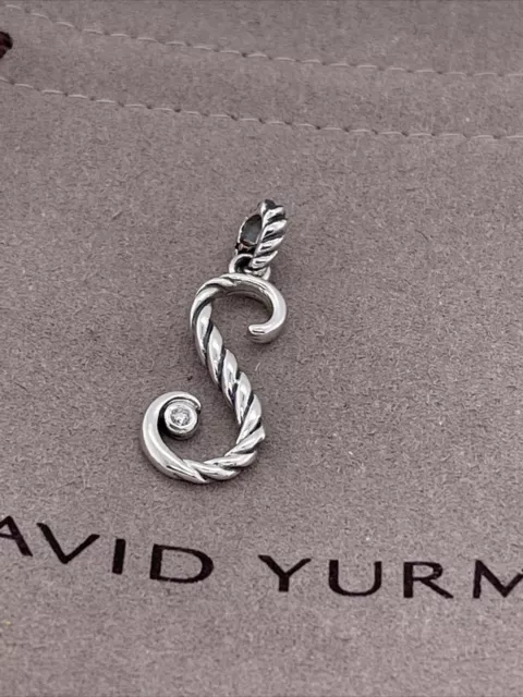 DAVID YURMAN Script Initial S Charm Enhancer Pendant 925 Silver White Diamond DAVID YURMAN Script Initial S Charm Enhancer Pendant 925 Silver White Diamond