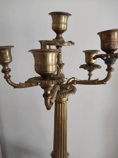 Candélabre 6 branches style Empire bronze vierge Angelots Christ