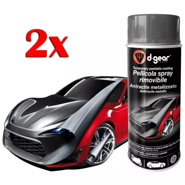 2x PELLICOLA VERNICE SPRAY RIMOVIBILE ANTRACITE METALLIZZATO AUTO MOTO D-GEAR