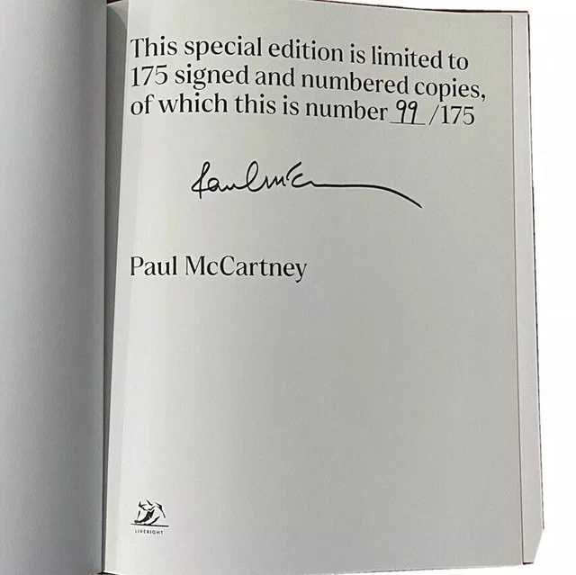 Paul McCartney Signed Book Beatles Lyrics 1956 to the Present Limited #99 Of 175