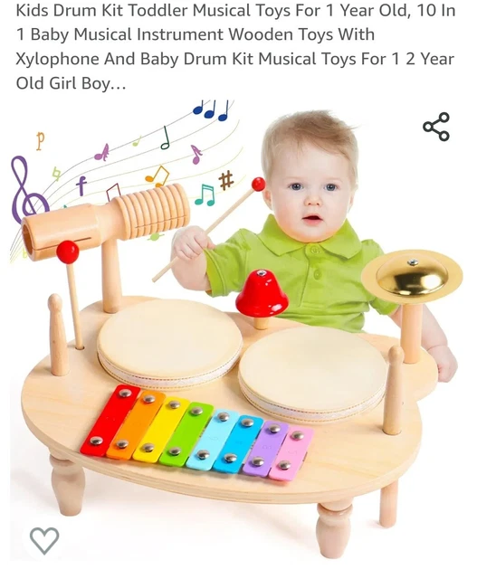 Kids Drum Kit Toddler Musical Toys For 1 Year Old, 10 In 1 Baby Musical...