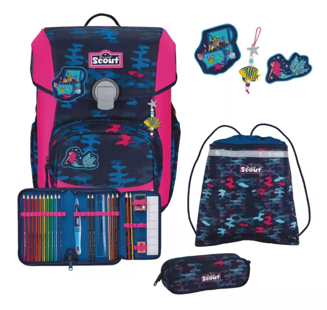Scout Basic Neo Set 4 piezas mochilas escolares Magic Sea azul oscuro