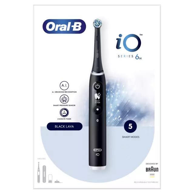 Oral-B iO Serie 6 Black Lava Spazzolino Elettrico Ricaricabile con Custodia