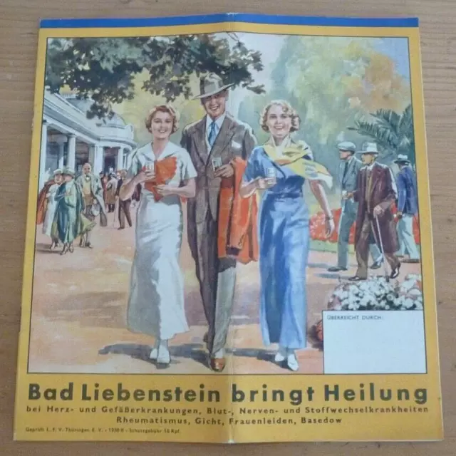 Alter Reise Führer Bad Liebenstein bringt Heilung Thüringen von 1938 Adler Foto