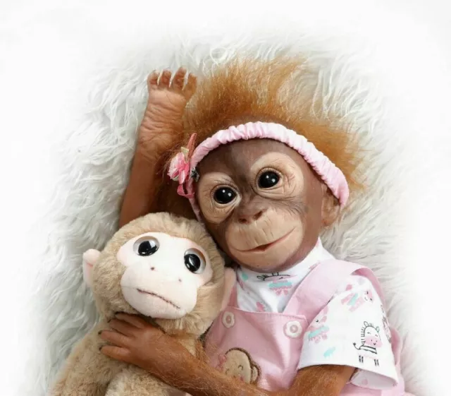 UK 20" Reborn Dolls Silicone Vinyl Handmade Real Newborn Monkey Baby Doll Gifts