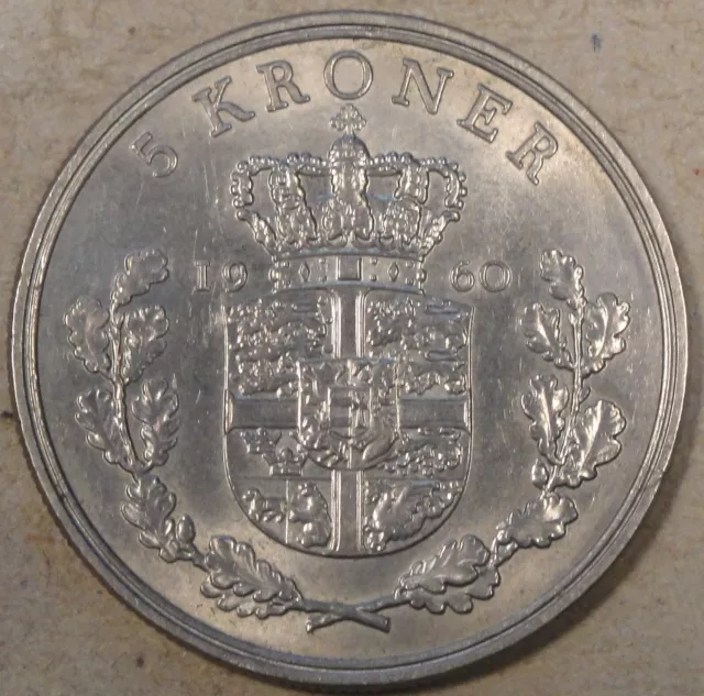 Denmark 1960 5 Kroner BU as Pictured