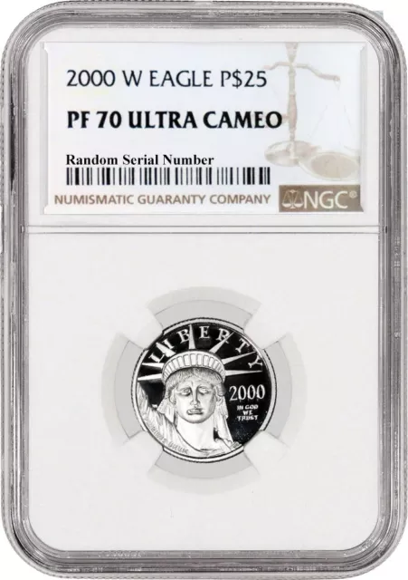 2000 W $25 Proof Platinum American Eagle 1/4 oz .9995 Fine NGC PF70 Ultra Cameo