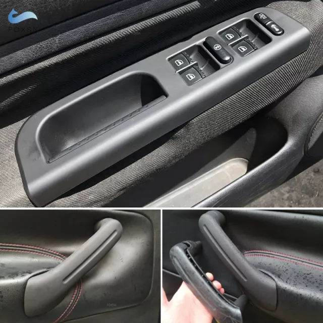 Left Driver Door Window Switch Panel +Handle Black for VW Golf Passat Jetta MK4