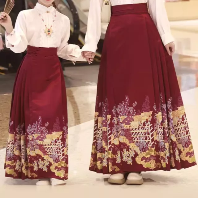 Ensemble jupe et haut visage de cheval style chinois pour tenues mère-fille