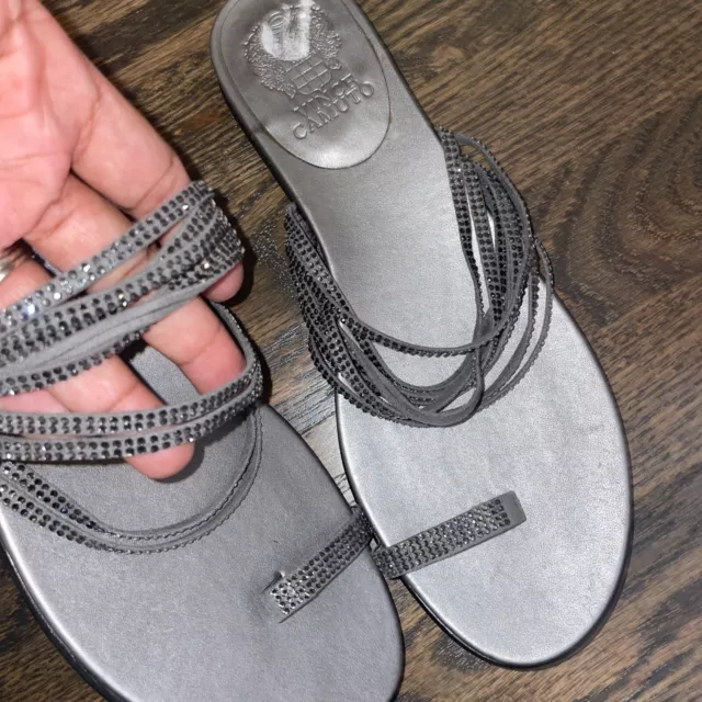 Vince Camuto Eriantha Slip On Toe Ring Embellished Sandals 8.5M Metallic Silver 3