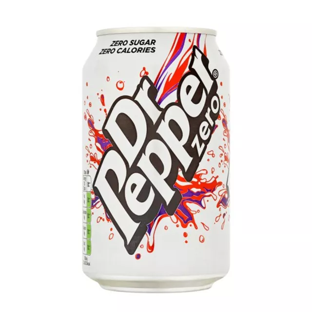 Dr Pepper Zero Sugar Zero Calories Cans Pack 330ml (24 or 48 Cans)