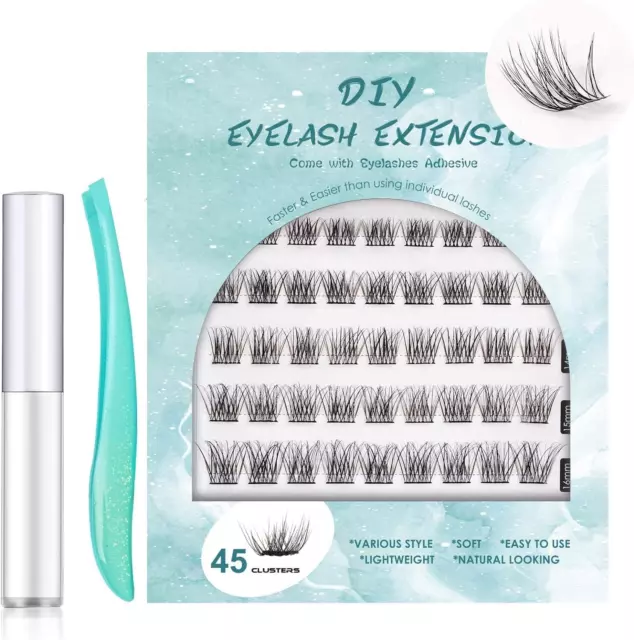 Lash Extension Kit-Individual Lashes with Bond and Seal-45 Lash Clusters DIY Fal