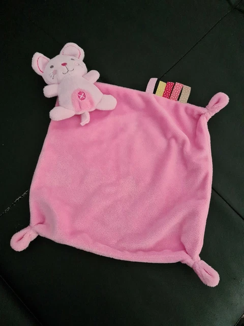 B6G / doudou souris rose plat croix étiquettes NICOTOY