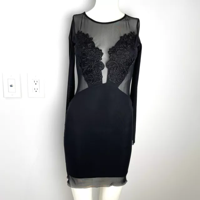 TFNC London Size XS Black Bodycon Sheer Sexy Cocktail Dress