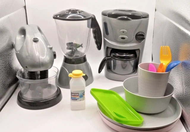 Kids Pretend Play Coffee Maker Mixer Blender & Ikea Dishes w/ Silverware Toy Kids Pretend Play Coffee Maker Mixer Blender & Ikea Dishes w/ Silverware Toy