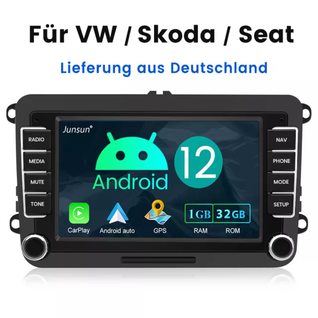 Android 12 Autoradio Carplay GPS Navi RDS SWC BT Für VW Touran Golf 5 6 Polo EOS