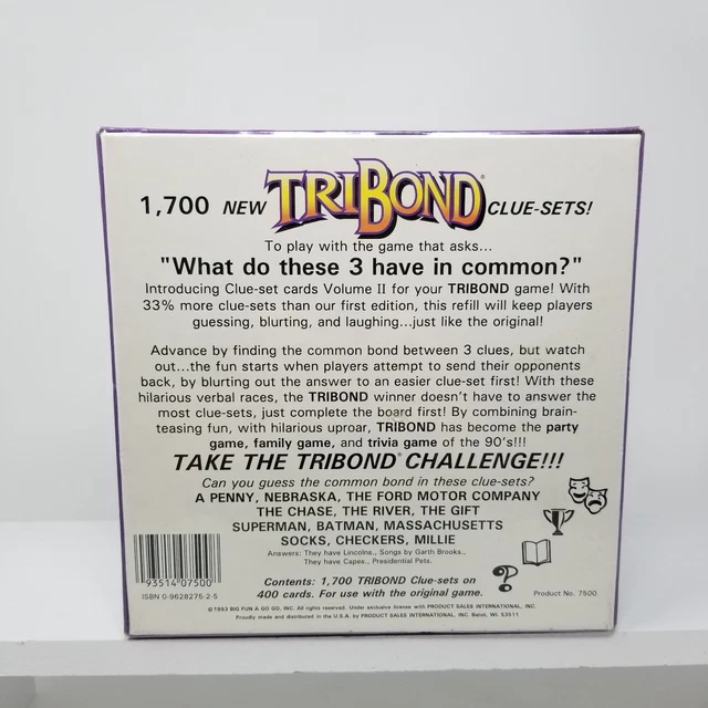 NEW TRIBOND CLUE-SET Cards #2 What Do These 3 Have in Common? 1993 ...